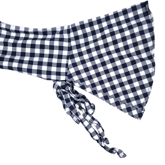 Faballey Black & White Gingham Rose Embroidery Bell Sleeve Boho Blouse Size S - Picture 4 of 8